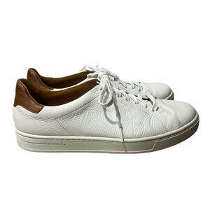 Magnanni Shoes Mens Size 10.5 White Brown Leather Low Top Sneakers Casual